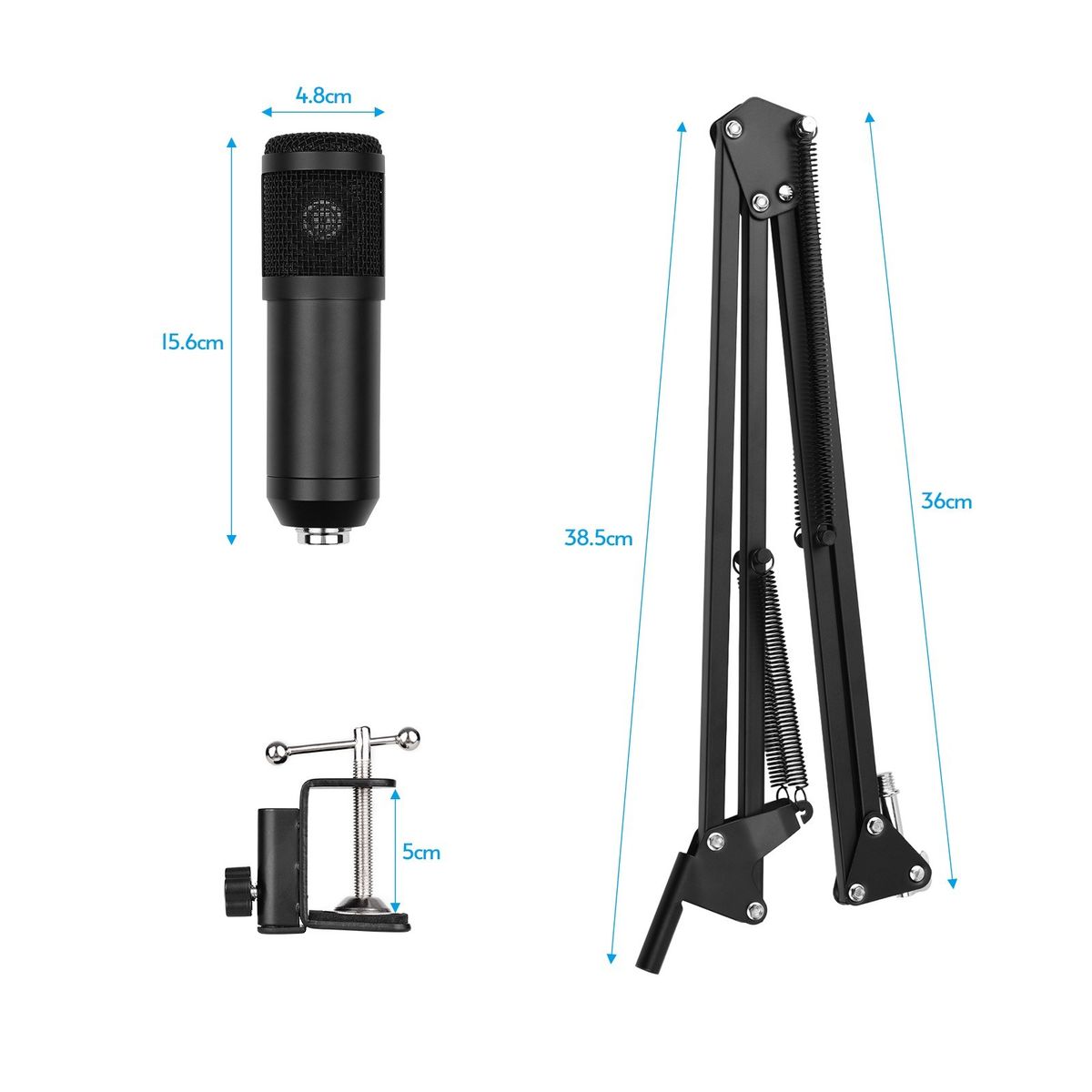 USB Condenser Microphone Set With Desk Mounting Clamp
