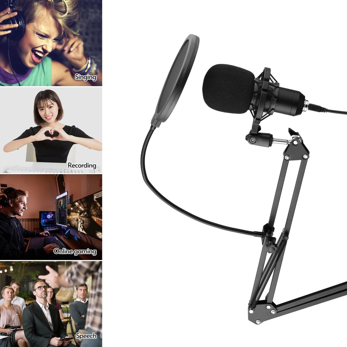 USB Condenser Microphone Set With Desk Mounting Clamp