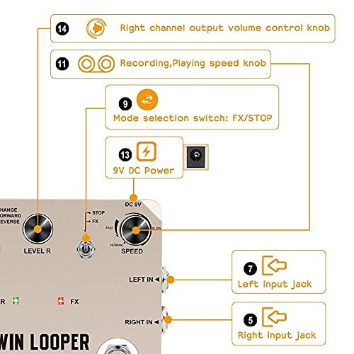 VSN Twin Looper Electric Guitar Effect Pedal Loop Station 11