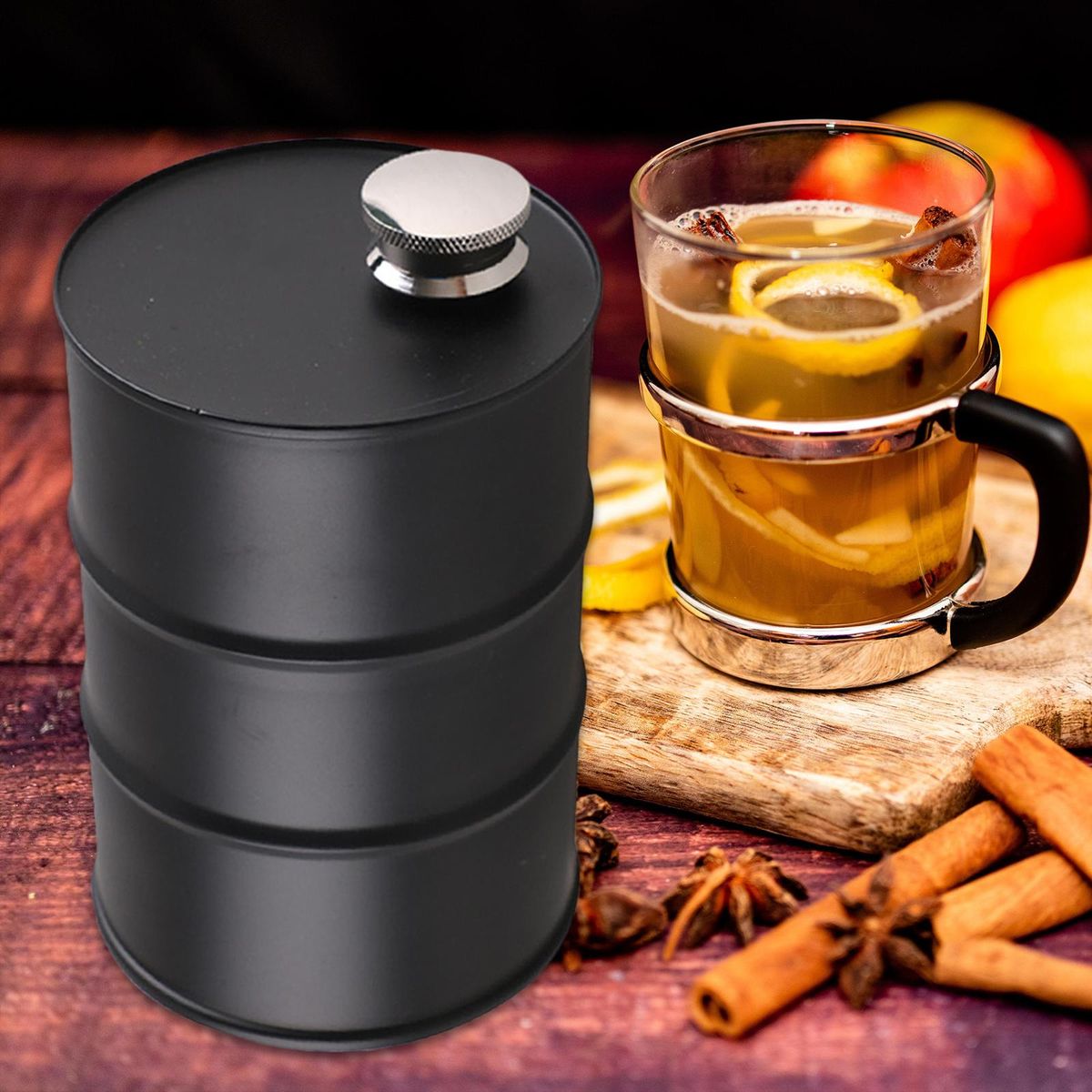 Oil Bucket Hip Flask 304 Stainless Steel Water Container Bottle Black