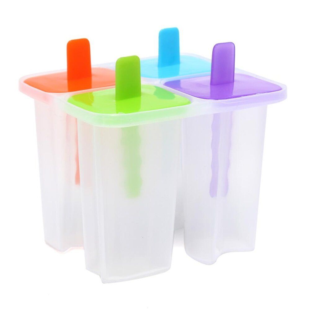4 Cell DIY Frozen Lolly Yogurt Ice Ice Maker Juice Popsicle Mold Mould