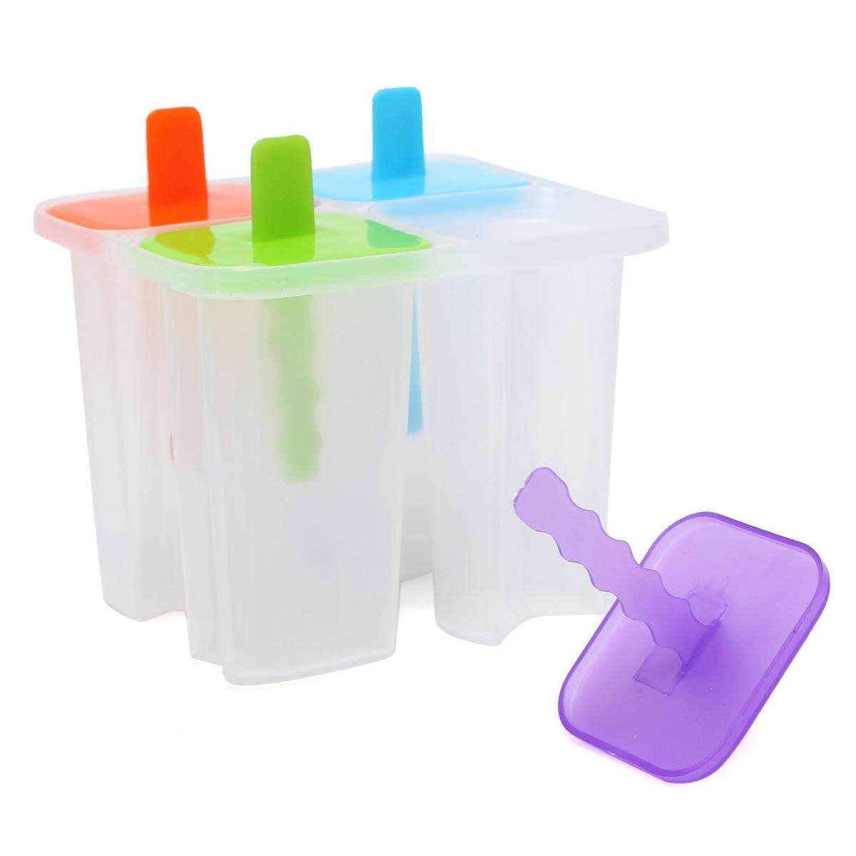 4 Cell DIY Frozen Lolly Yogurt Ice Ice Maker Juice Popsicle Mold Mould