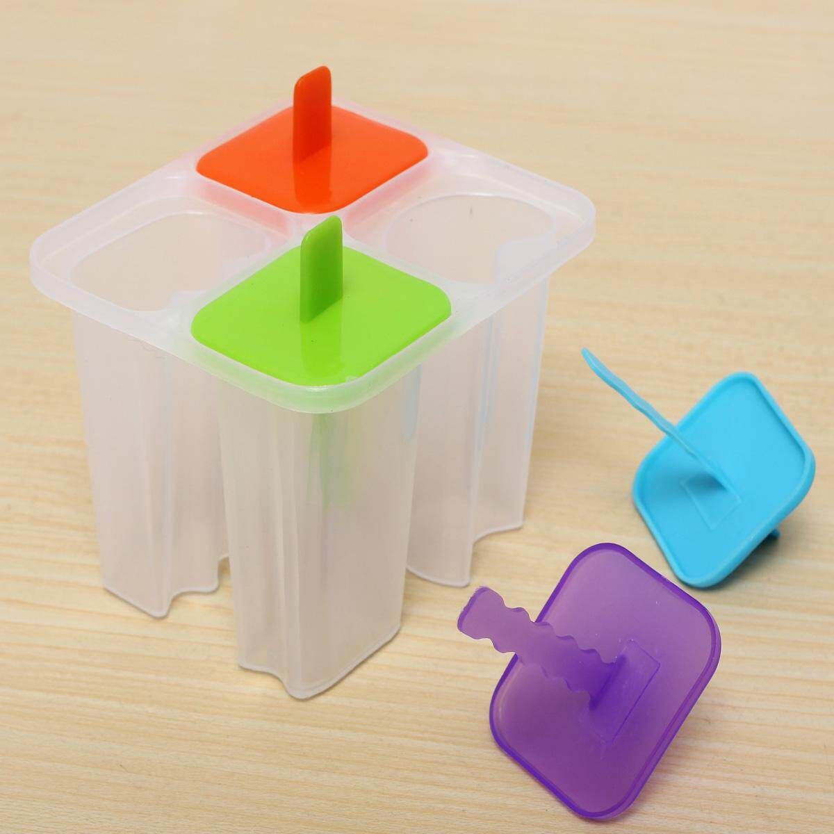 4 Cell DIY Frozen Lolly Yogurt Ice Ice Maker Juice Popsicle Mold Mould
