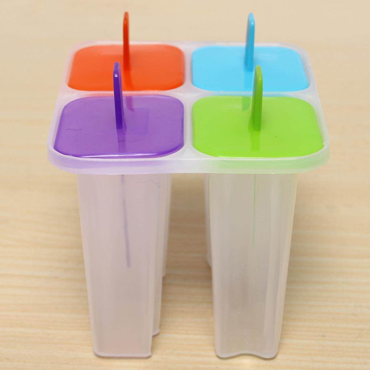 4 Cell DIY Frozen Lolly Yogurt Ice Ice Maker Juice Popsicle Mold Mould
