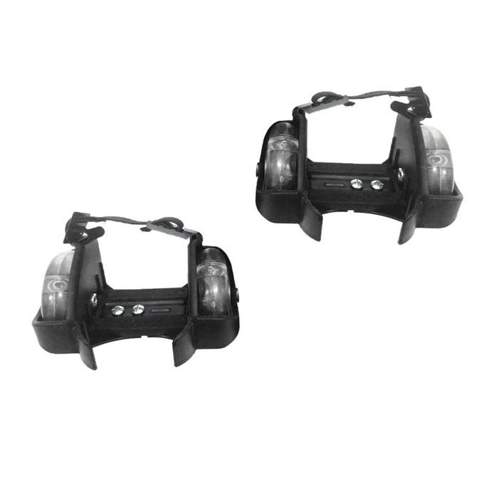 Adjustable Kid Wheel Heel Roller Pulley Light Up Skates Flash Black