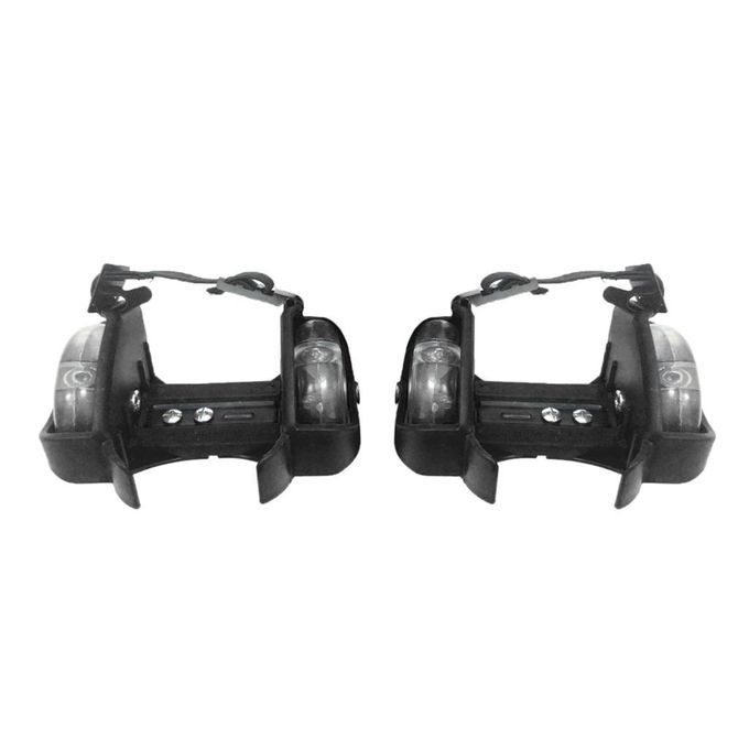 Adjustable Kid Wheel Heel Roller Pulley Light Up Skates Flash Black