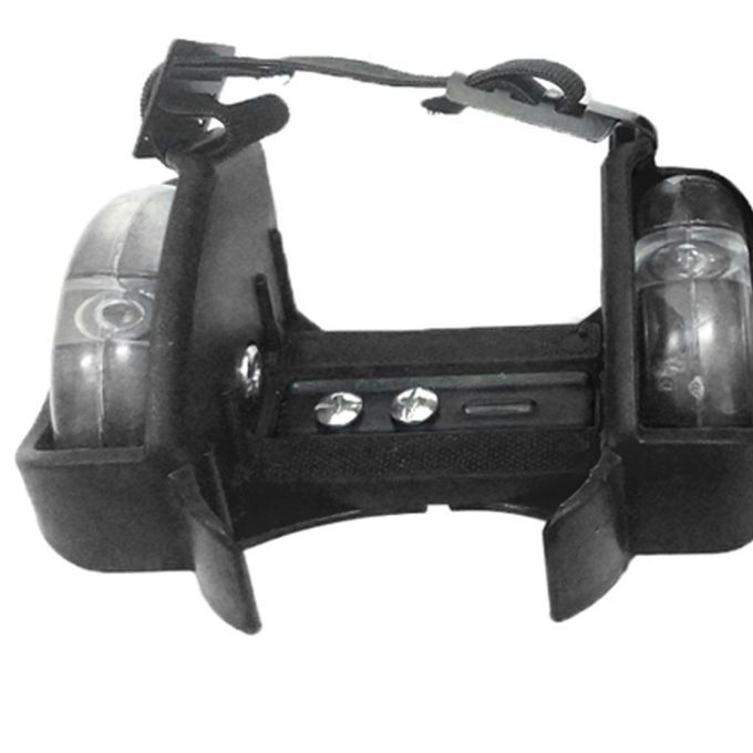 Adjustable Kid Wheel Heel Roller Pulley Light Up Skates Flash Black