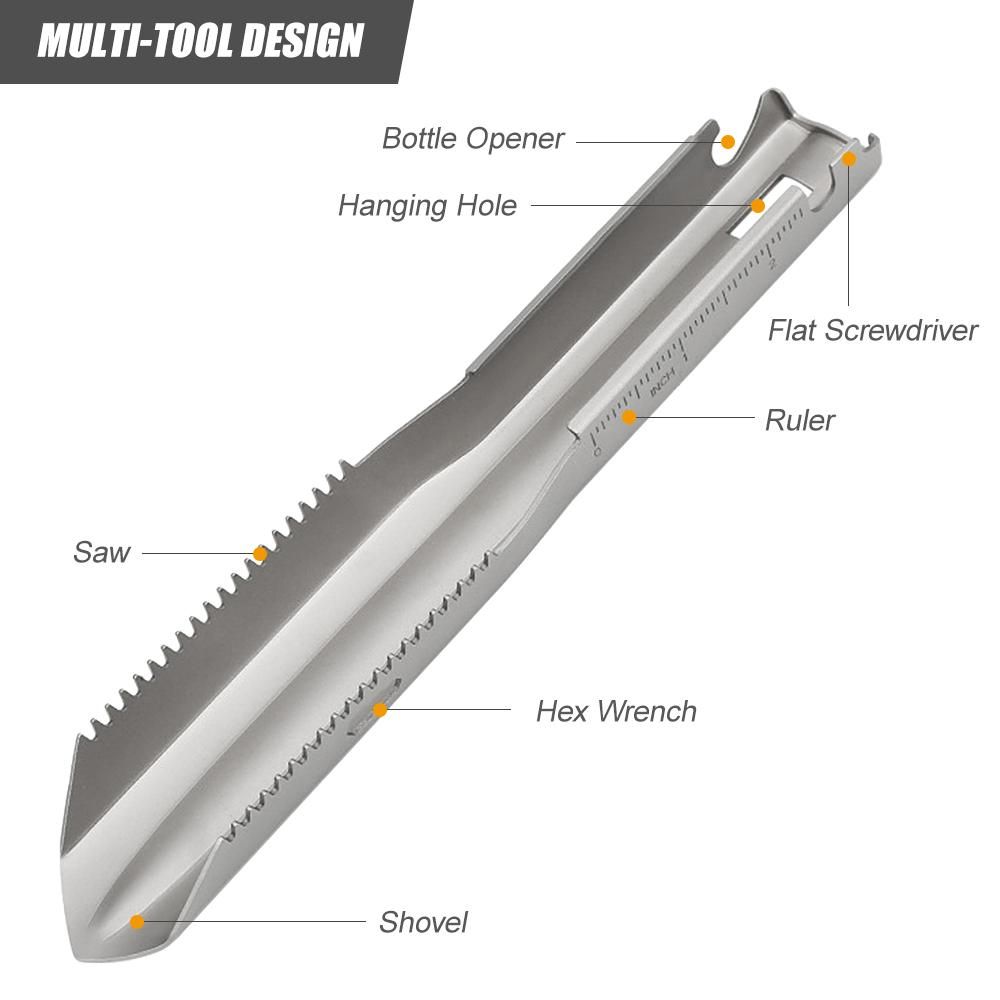 Ultralight Titanium Hand Shovel Multi Tool Backpacking Trowel with Carrying Pouch for Gardening Hiking Camping Digging
