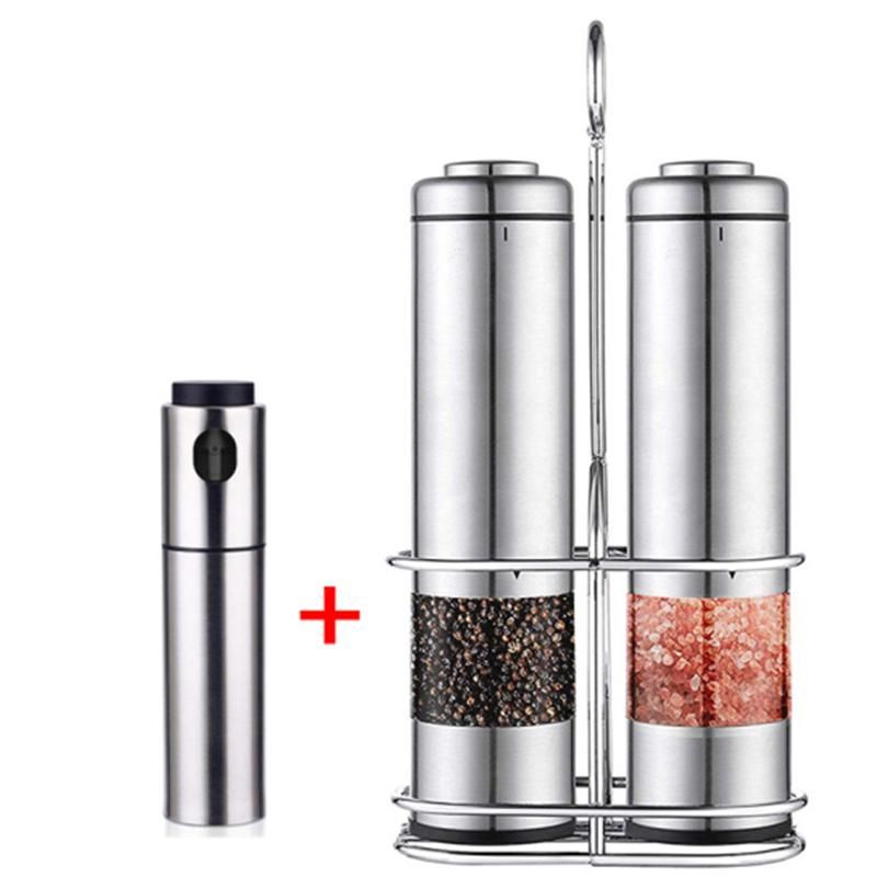 Pepper Mill Electric Salt Oil Spray Bottle Set, Cooking
