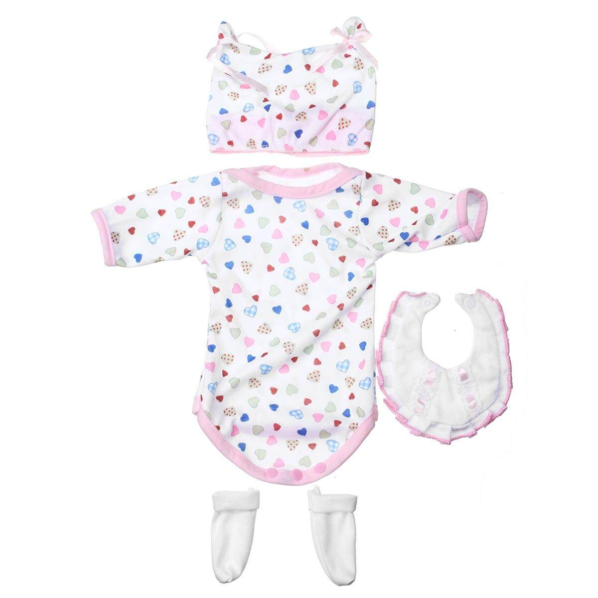 17'' Handmade Cotton Reborn Newborn Baby Girl Doll Clothes + Cap