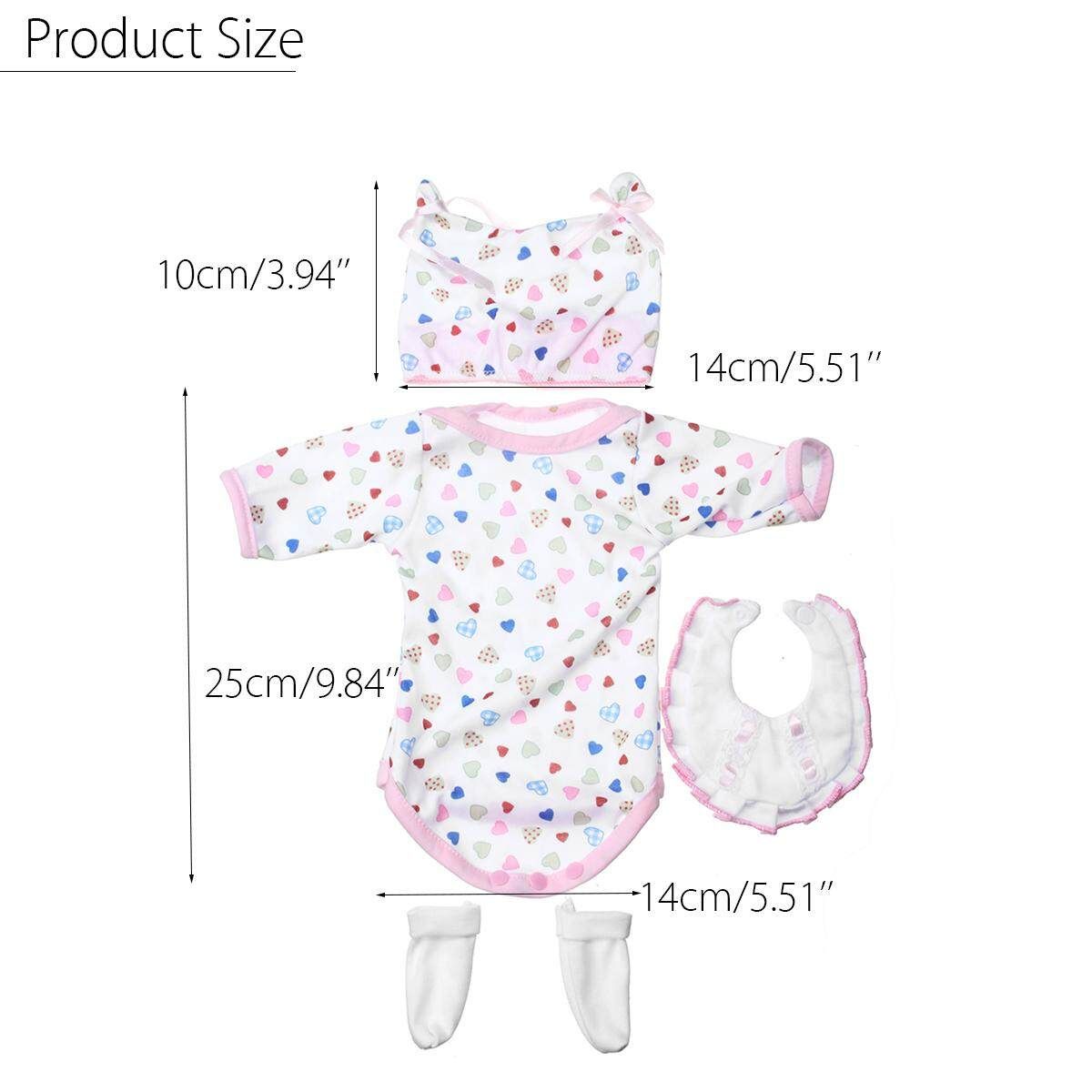 17'' Handmade Cotton Reborn Newborn Baby Girl Doll Clothes + Cap