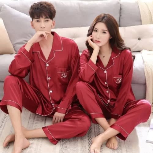 Front Satin 2in1 Couple Pyjamas Set