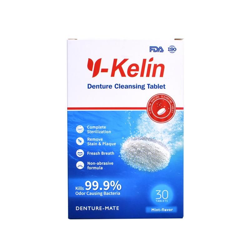 Y-Kelin denture cleansing tablet 30/60/90 tabs cleanser pills whitening remove plaque antibacteria