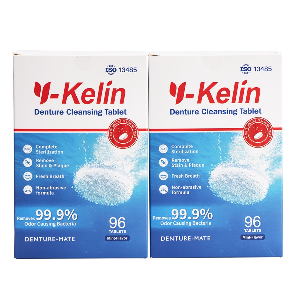 Y-Kelin denture cleansing tablet 30/60/90 tabs cleanser pills whitening remove plaque antibacteria