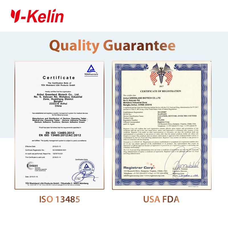 Y-Kelin denture cleansing tablet 30/60/90 tabs cleanser pills whitening remove plaque antibacteria