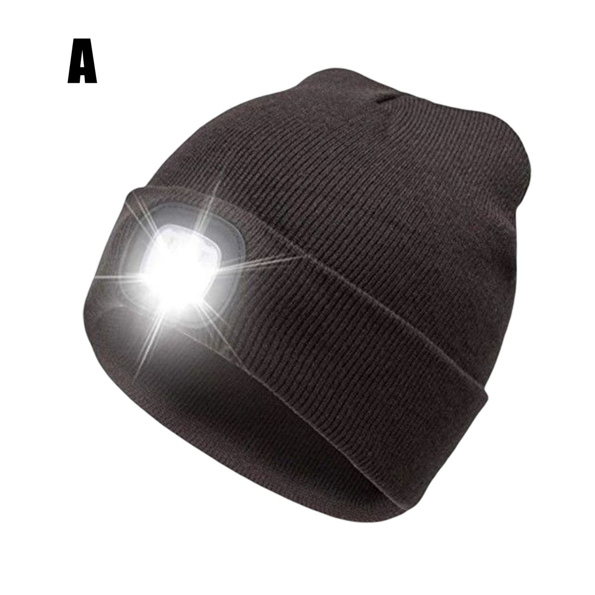 Winter Hat Bluetooth LED Light Windproof Solid For Outdoor Mountain Climbing Night Fishing Glow Wool Cap Acrylic Fashion Black