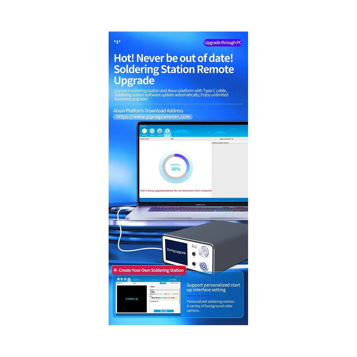 T3B Intelligent Soldering Station with T210 Series Handle