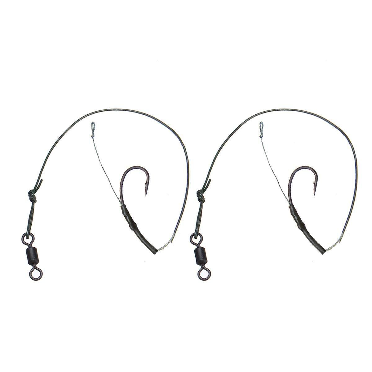Carp Terminal Tackle Rigs Ring Swivels Lead Clips Set With Hook - 4 Size Two