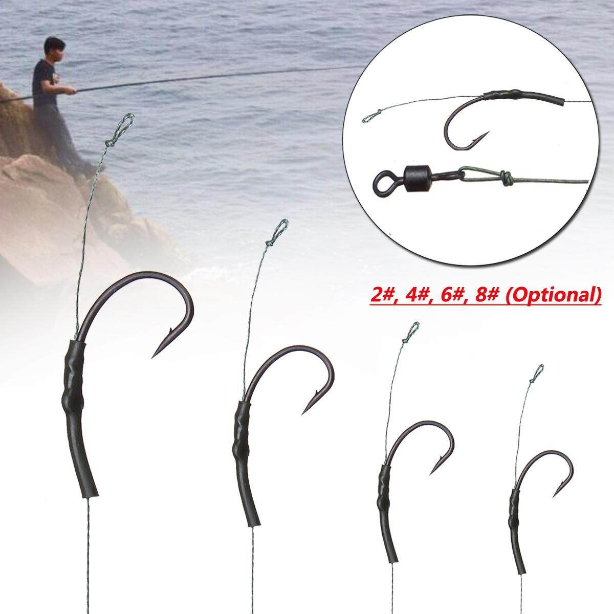 Carp Terminal Tackle Rigs Ring Swivels Lead Clips Set With Hook - 4 Size Two