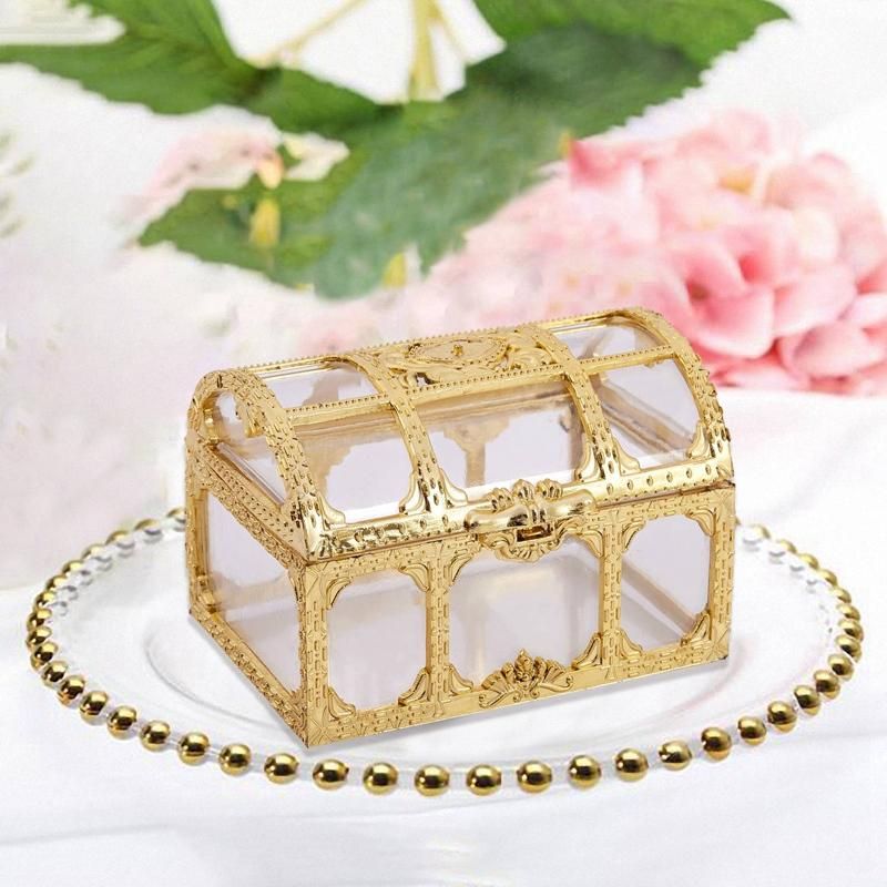 Mini Jewelry Box Candy Ring Earrings Neck Case Gift Birthday Party Wedding Decor Jewelry Packaging Bead Storage Organizer Gold S
