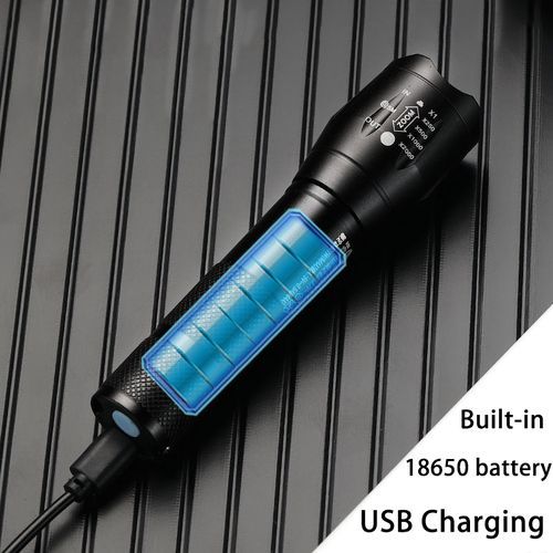 Aluminum Alloy Telescopic Zoom USB Charging Searchlight Flashlight