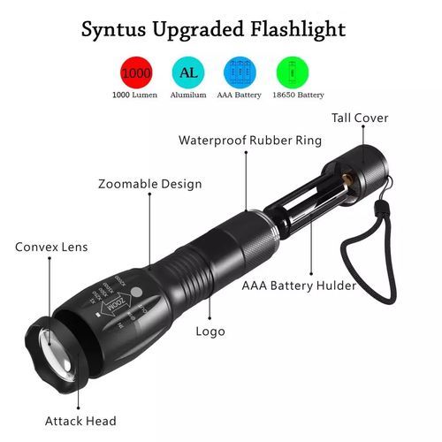Aluminum Alloy Telescopic Zoom USB Charging Searchlight Flashlight