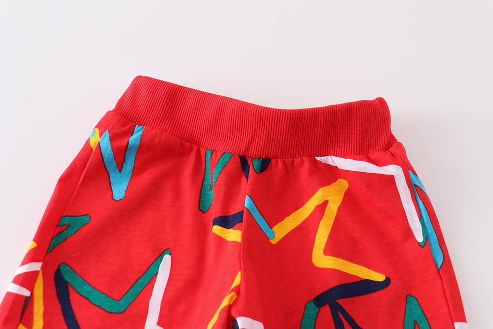 2023 Boys And Girls Cartoon Half Sleeve Children's Suit Short Sleeve Shorts Two-Piece Cott