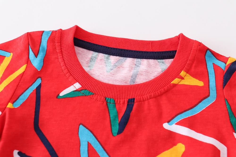 2023 Boys And Girls Cartoon Half Sleeve Children's Suit Short Sleeve Shorts Two-Piece Cott