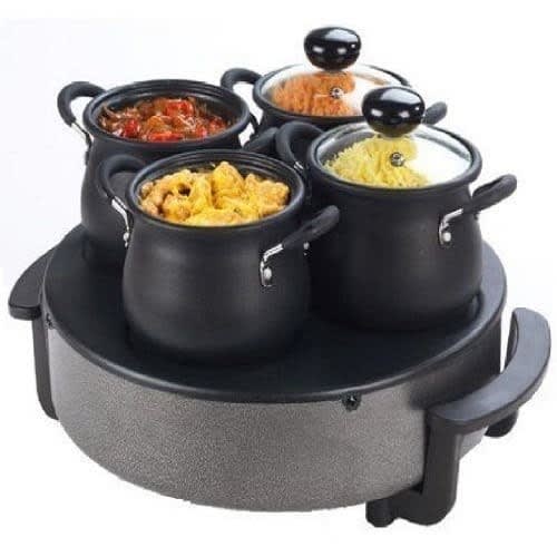 Versatile Indian 4-pot Curry Station And Heating Dish Grill