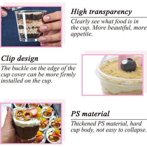 Clear Plastic Cups With Lids,6oz-25 Sets Mini Parfait No