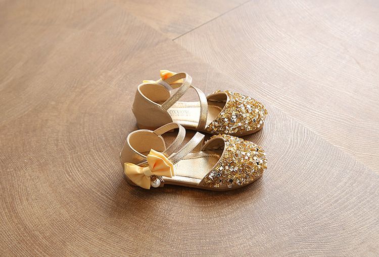 Sofia Big Girl Shimmer Glitter Birthday Shoe - Gold
