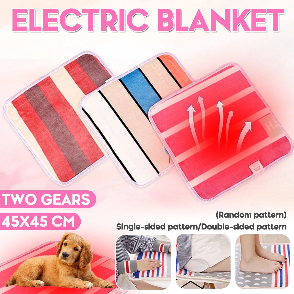 45x45cm Waterproof Puppy Electric Pet Heating Blanket Dog Cat Bed Heated Puppy Heater Mat Single Side