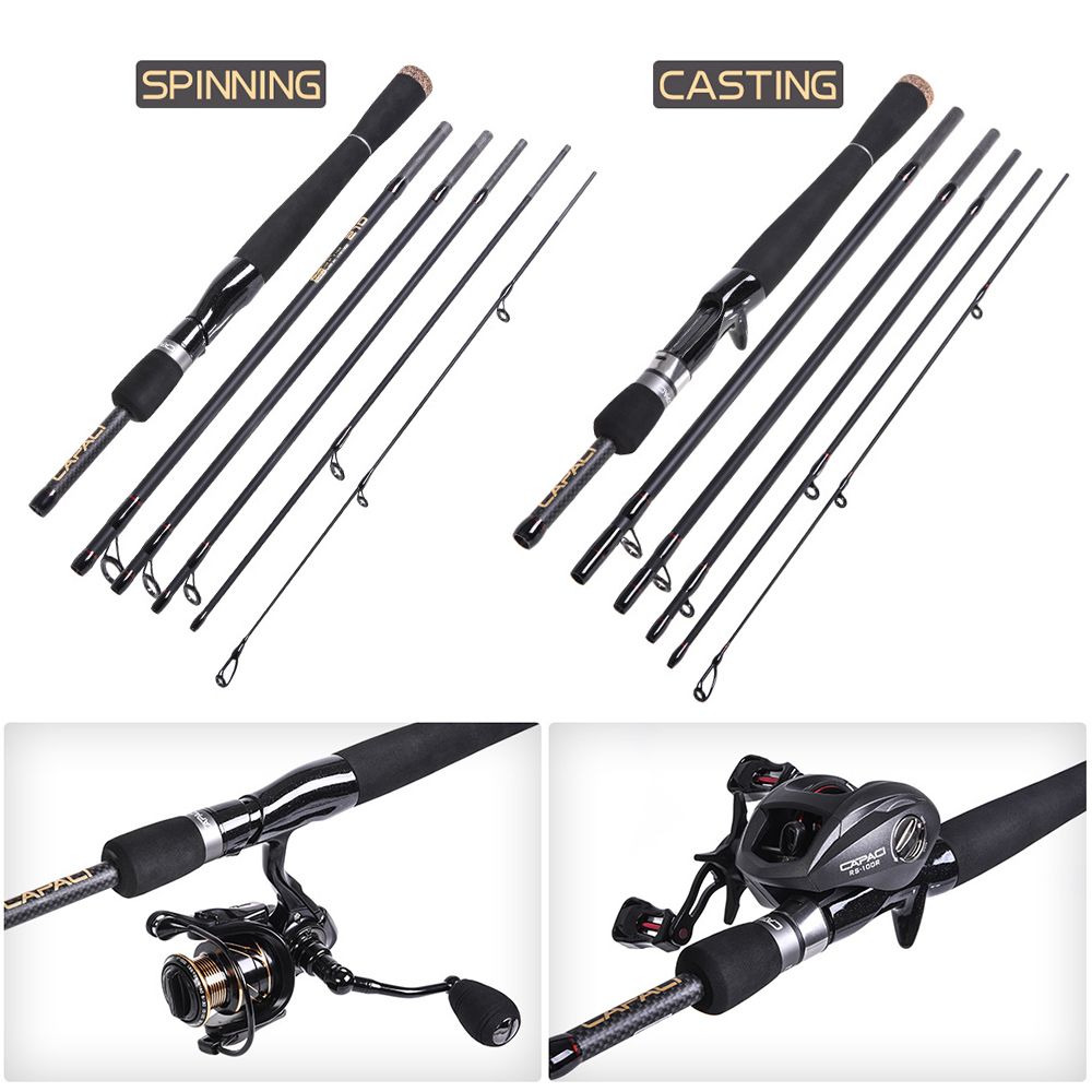 2.1m / 2.4m 6 Sections Carbon Spinning Casting Fishing Rod
