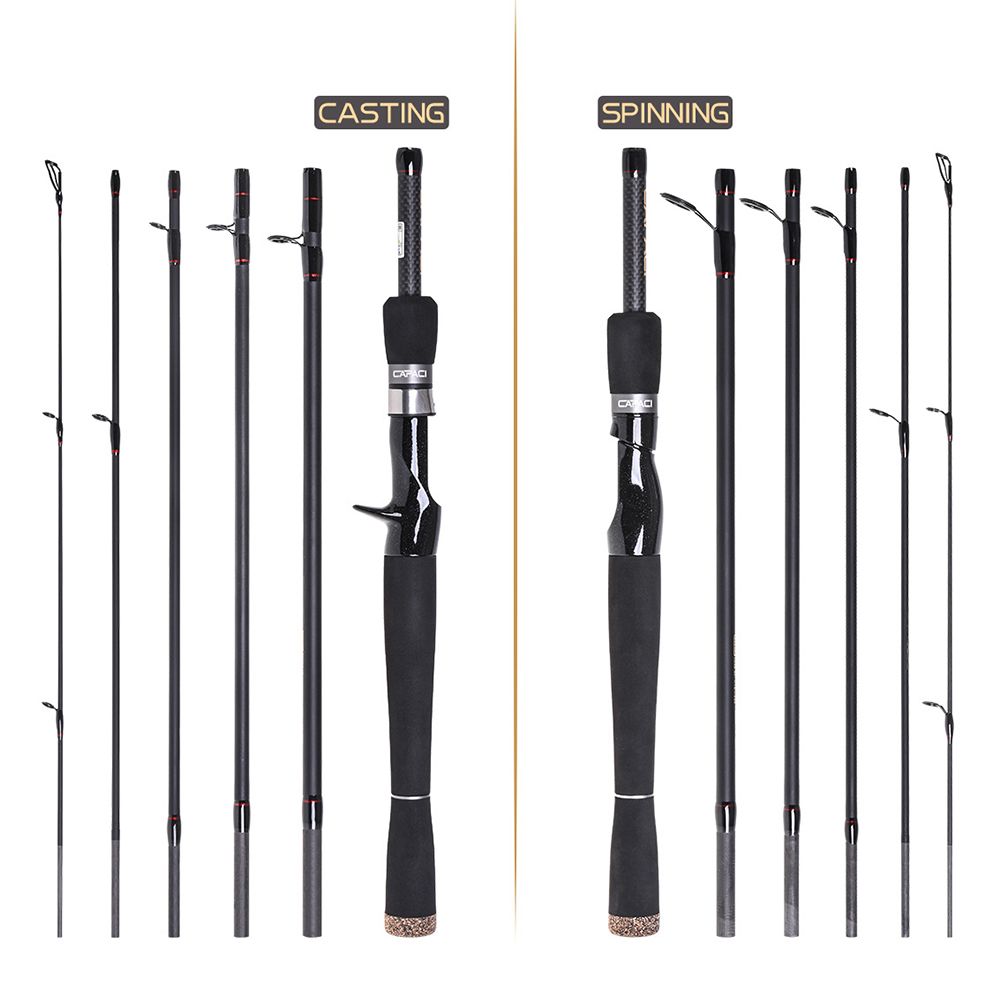2.1m / 2.4m 6 Sections Carbon Spinning Casting Fishing Rod