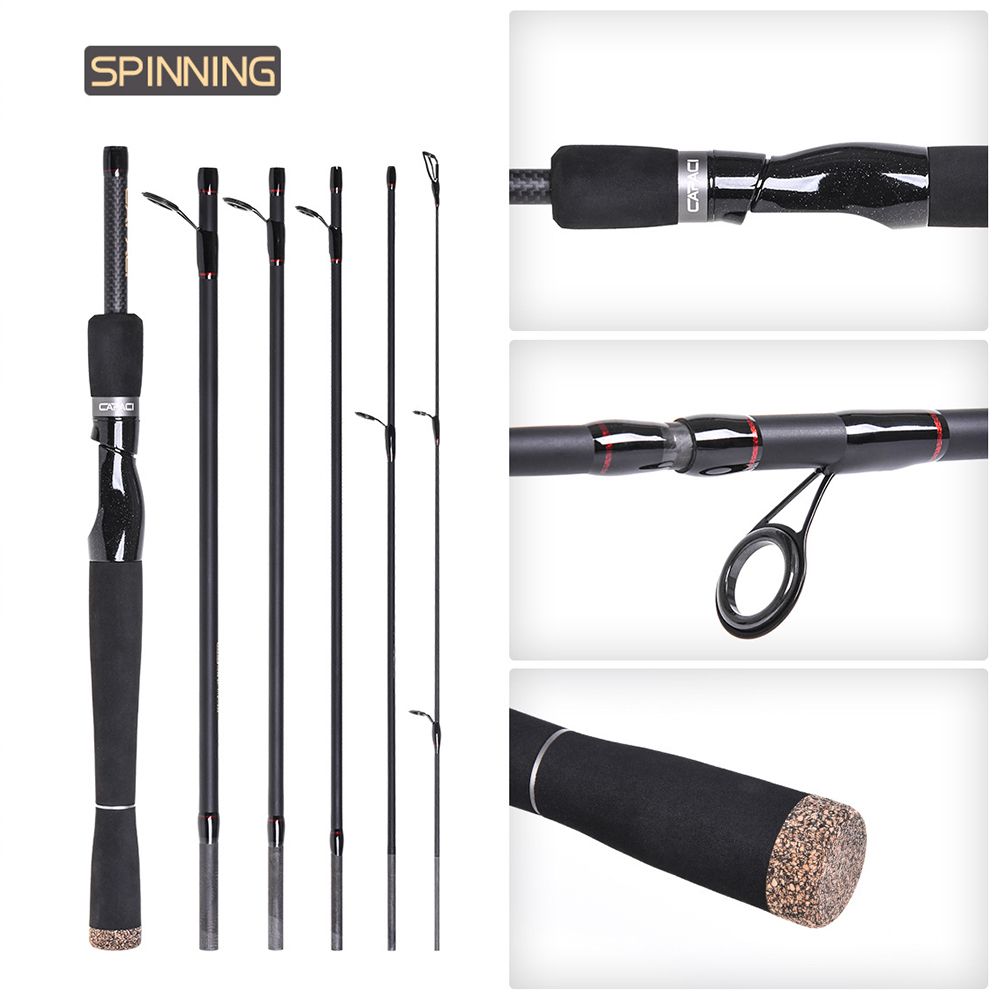 2.1m / 2.4m 6 Sections Carbon Spinning Casting Fishing Rod