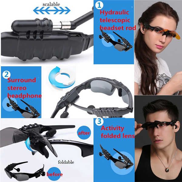 FBI Sport Stereo Bluetooth 5.0 Headset Driving Sunglasses/mp23 Riding Eyes Glasses