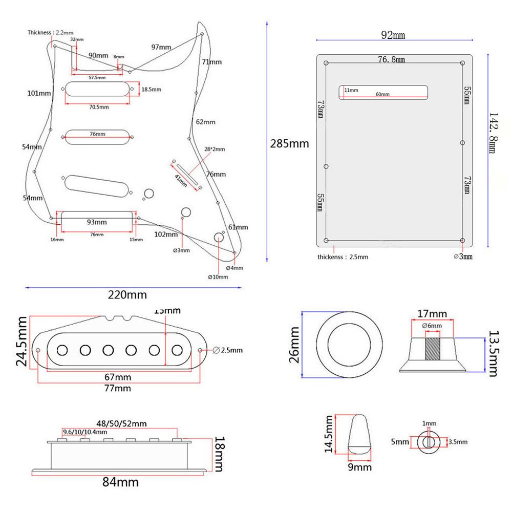 ST Style Electric Guitar Full Set DIY Accessory Kit