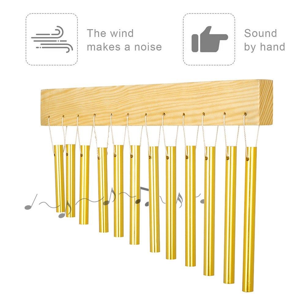 12-bar Wind Chime Aluminum Tube   Solid Wood Material