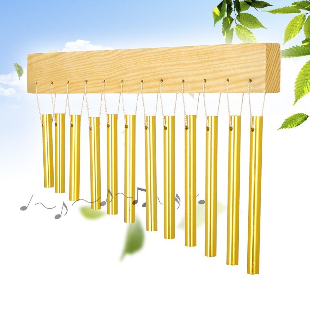 12-bar Wind Chime Aluminum Tube   Solid Wood Material
