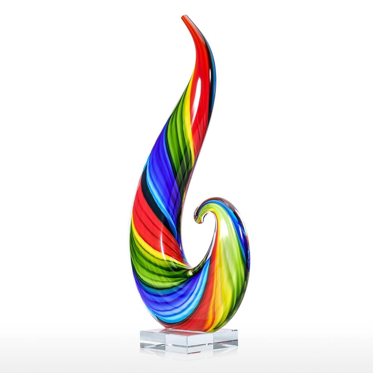 Rainbow Glass Sculpture Hand Blown Glass Art Style Rainbow Sculpture Figurine Abstract Glass Sculpture Mullticolor
