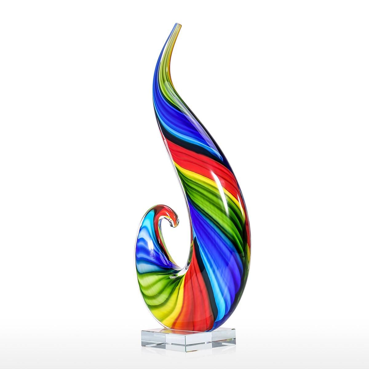 Rainbow Glass Sculpture Hand Blown Glass Art Style Rainbow Sculpture Figurine Abstract Glass Sculpture Mullticolor