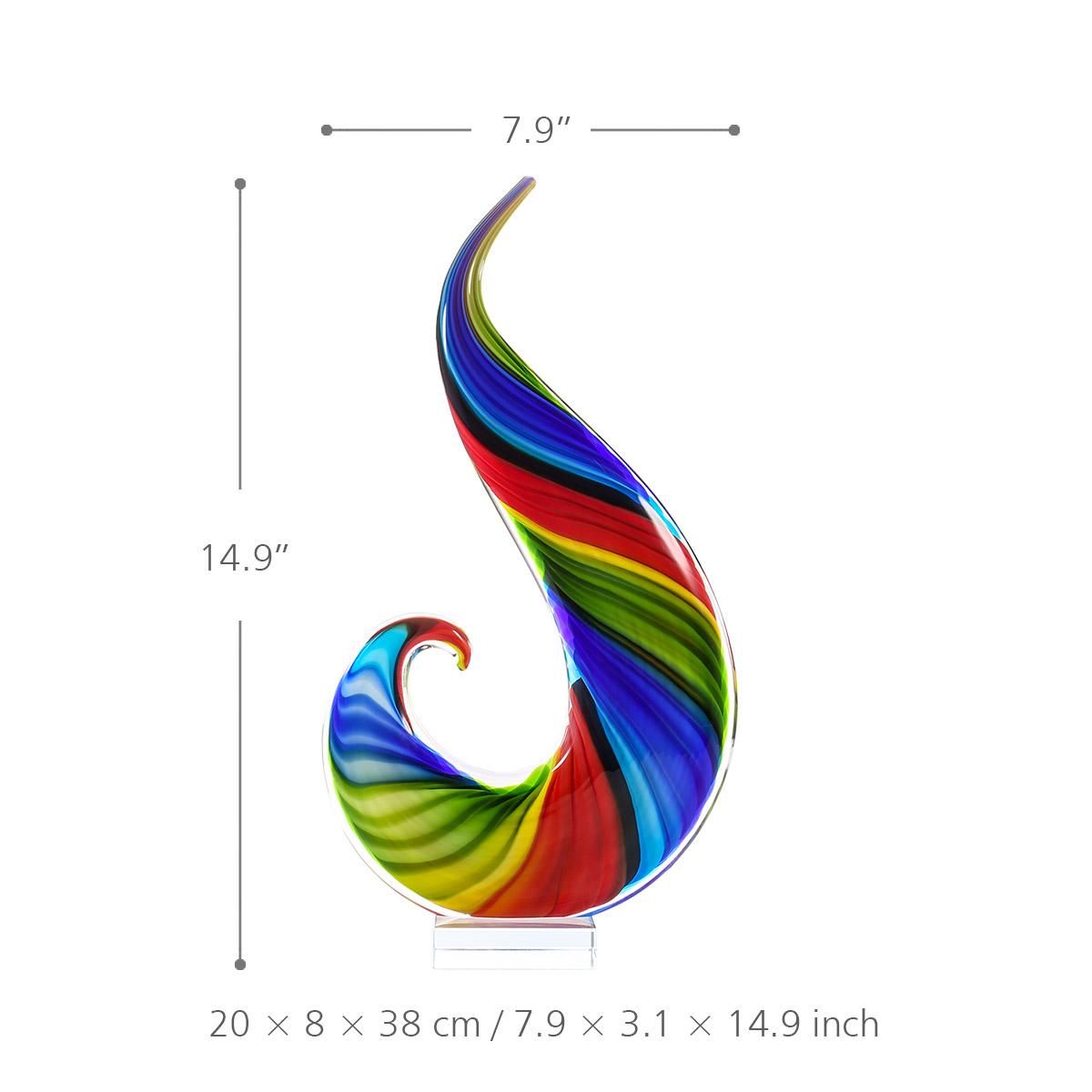 Rainbow Glass Sculpture Hand Blown Glass Art Style Rainbow Sculpture Figurine Abstract Glass Sculpture Mullticolor