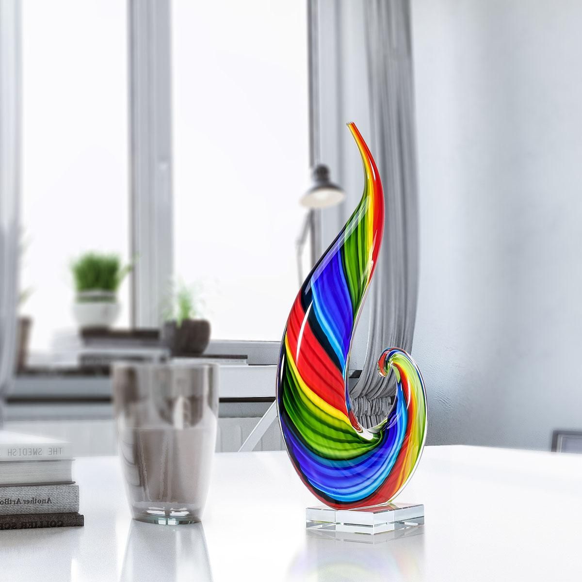 Rainbow Glass Sculpture Hand Blown Glass Art Style Rainbow Sculpture Figurine Abstract Glass Sculpture Mullticolor