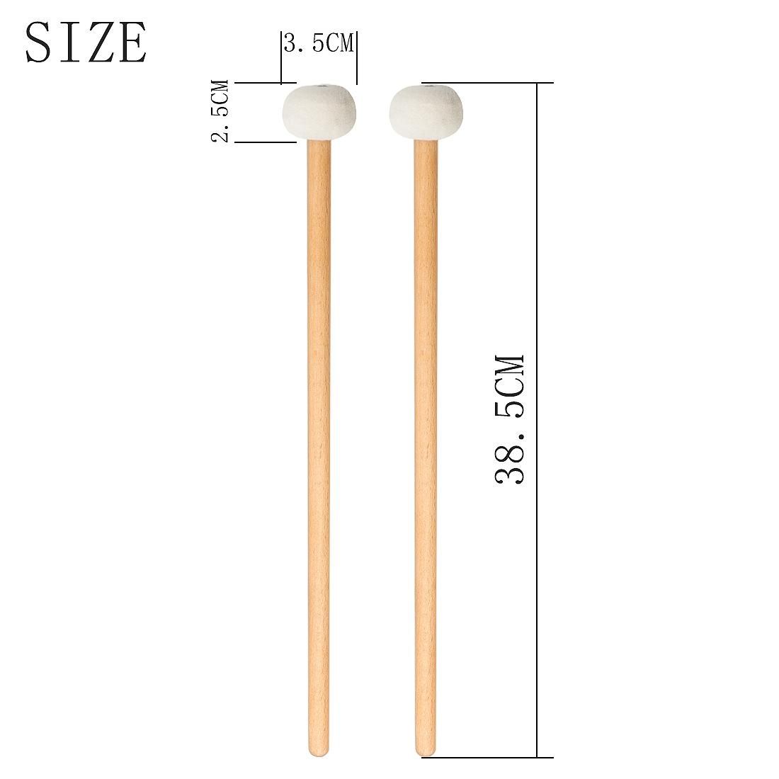 2 Pieces Double Head Drum Cymbal Gong Mallet Soft Hammer Sticks Mallets Rods Felt Hammer 385mm