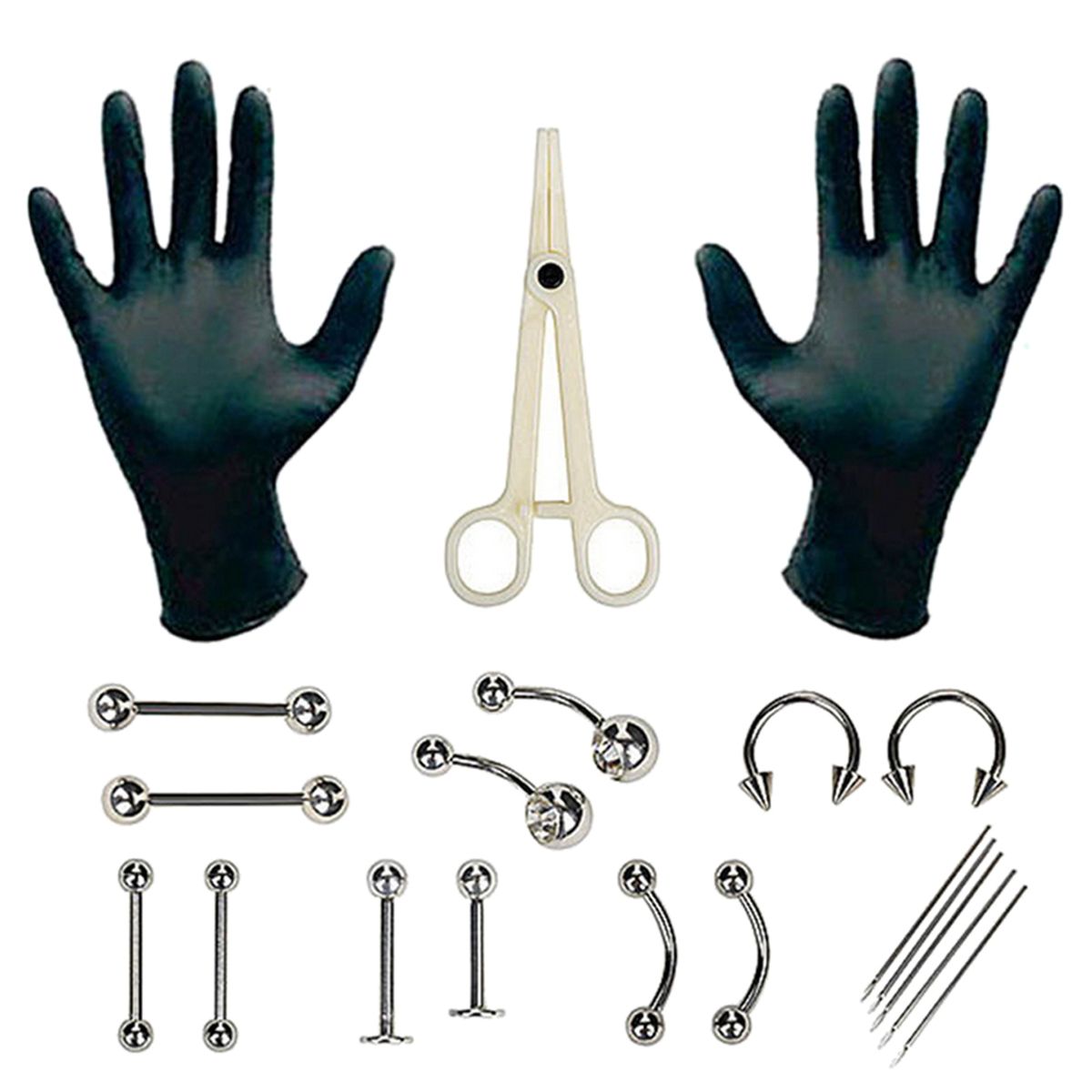 20pcs Body Piercing Jewelry Kit Nose Tragus Belly Tongue