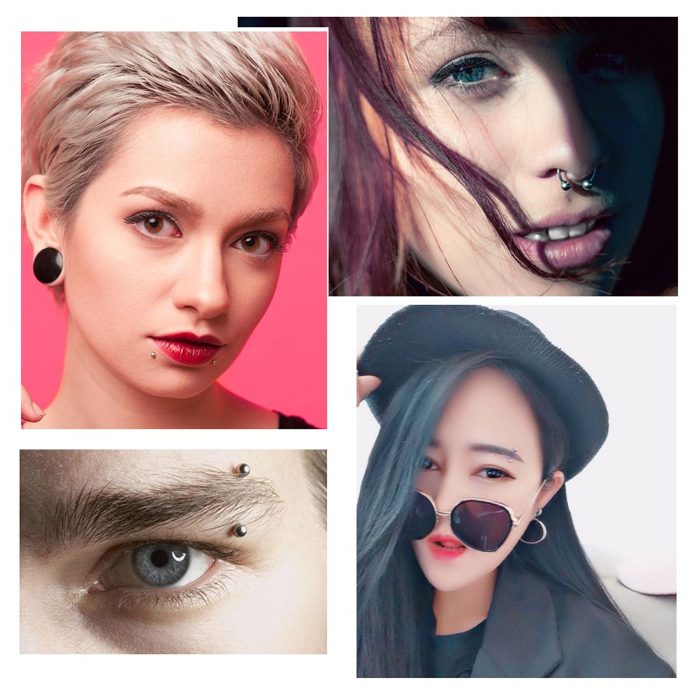 20pcs Body Piercing Jewelry Kit Nose Tragus Belly Tongue