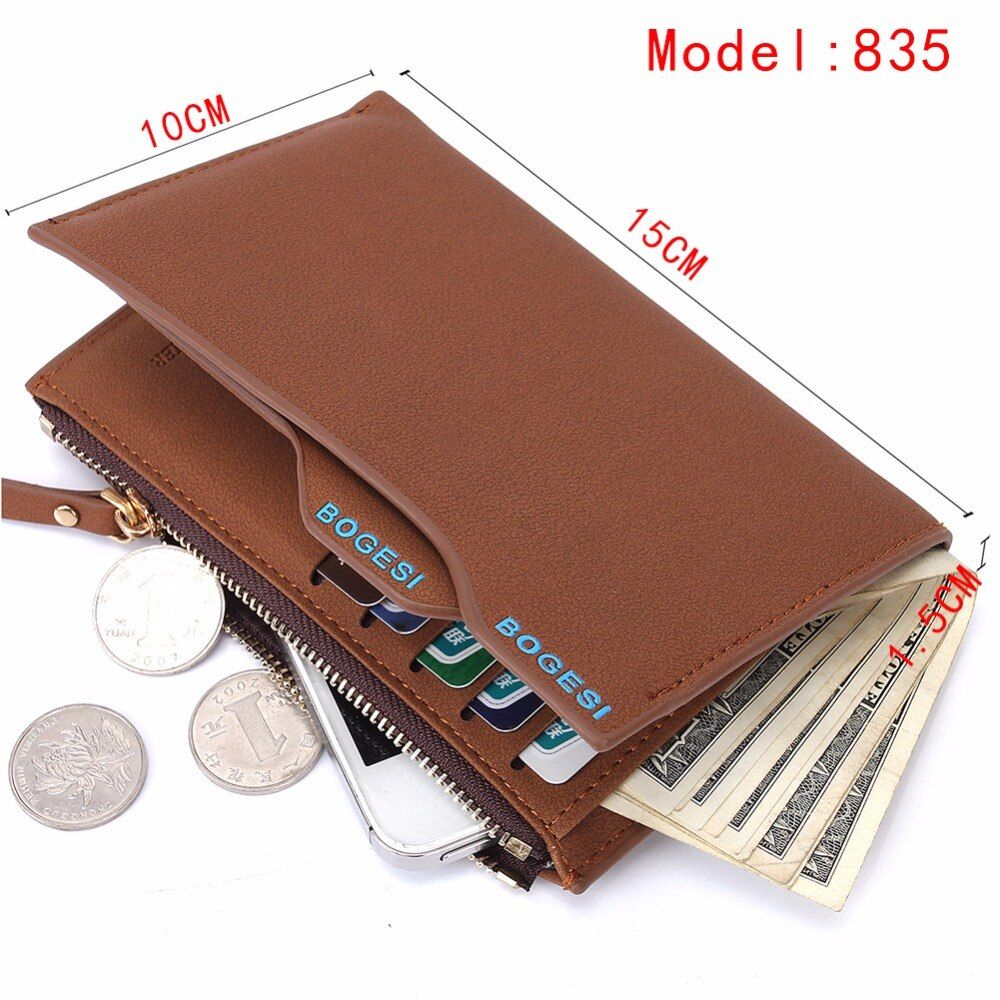 Wallet Short Card Holder Purse Zipper Leather Wallet
