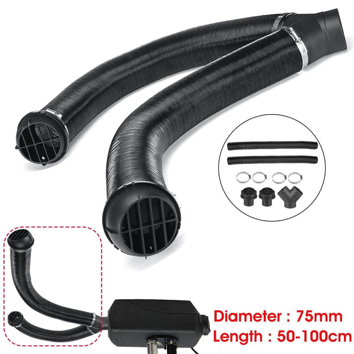 75mm Heater Pipe Duct+Warm Air Outlet+Y Branch+Hose Clip For Webasto Eberspacher