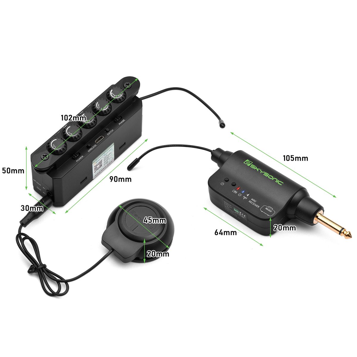 SKYSONIC WR2 Wireless & Resonance Acoustic Soundhole Pickup