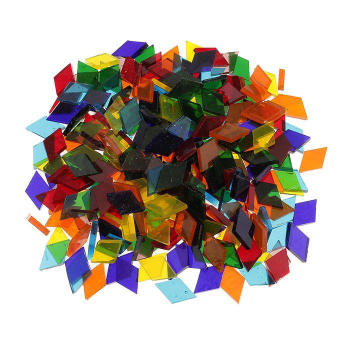 260g Round Rhombus Shape Clear Glass Mosaic Tiles Pieces For Home